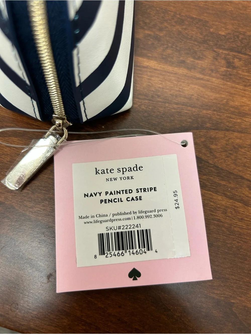 kate spade Navy and White Striped pencil Pouch